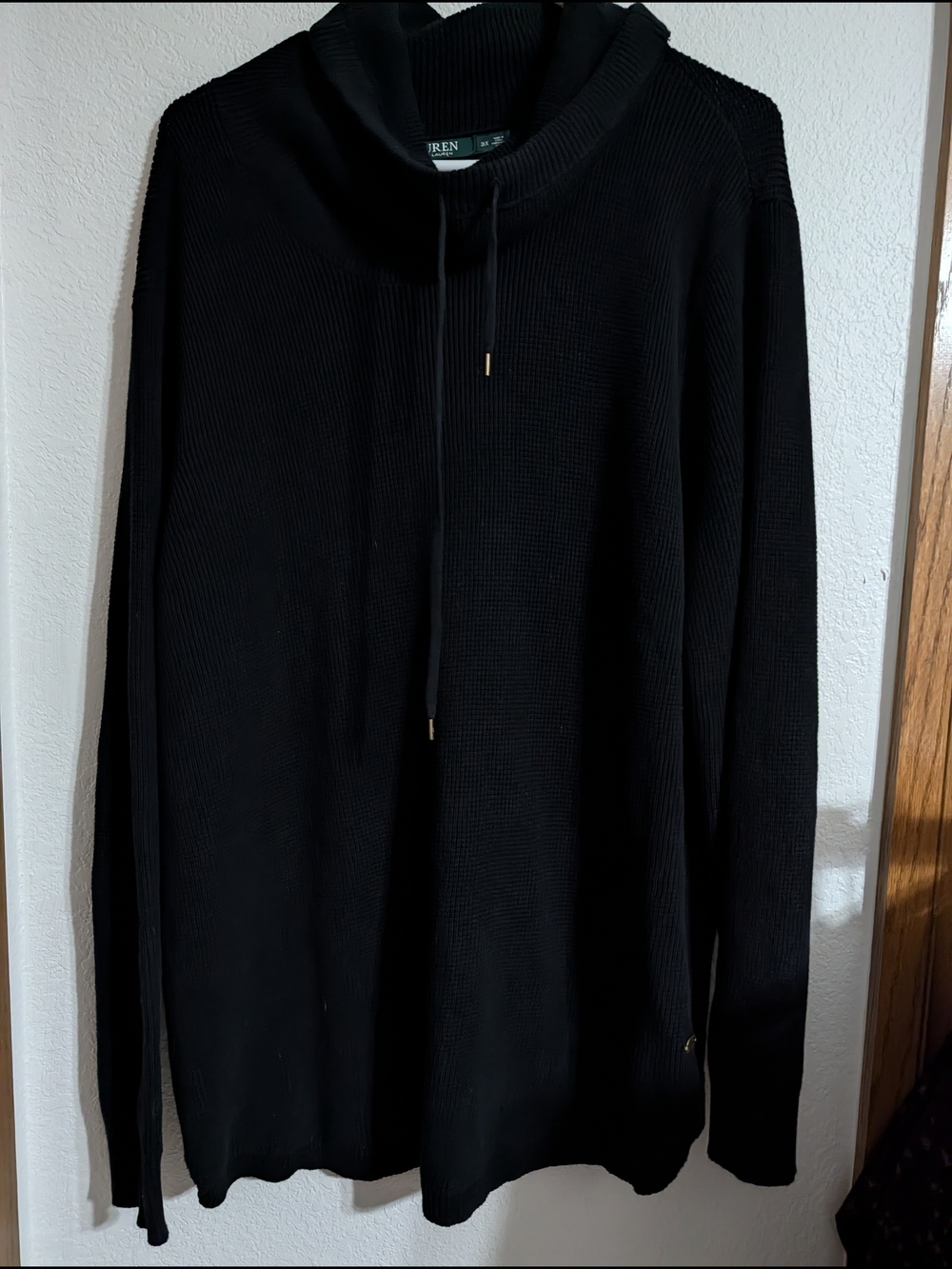 Lauren Ralph Lauren Black Cowl Neck Drawstring Sweater
